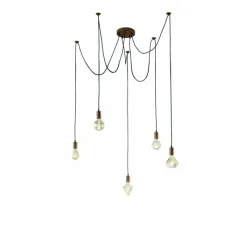 Lampes Vintages & Rétros-Luminaires Trio Suspension Trio-Leuchten Cord Cuivre, 5 lumières