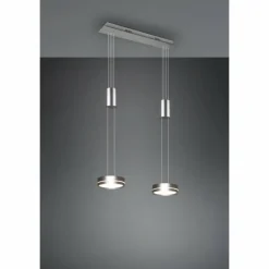Luminaires Trio Suspension Trio-Leuchten Franklin LED Nickel mat, 2 lumières* Éclairage Led