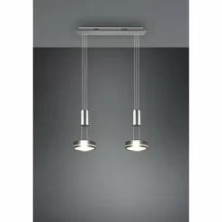 Luminaires Trio Suspension Trio-Leuchten Franklin LED Nickel mat, 2 lumières* Éclairage Led
