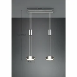 Luminaires Trio Suspension Trio-Leuchten Franklin LED Nickel mat, 2 lumières* Éclairage Led