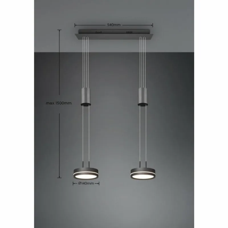 Luminaires Trio Suspension Trio-Leuchten Franklin LED Anthracite, 2 lumières* Éclairage Led