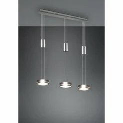 Luminaires Trio Suspension Trio-Leuchten Franklin LED Nickel mat, 3 lumières* Éclairage Led