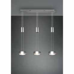 Luminaires Trio Suspension Trio-Leuchten Franklin LED Nickel mat, 3 lumières* Éclairage Led