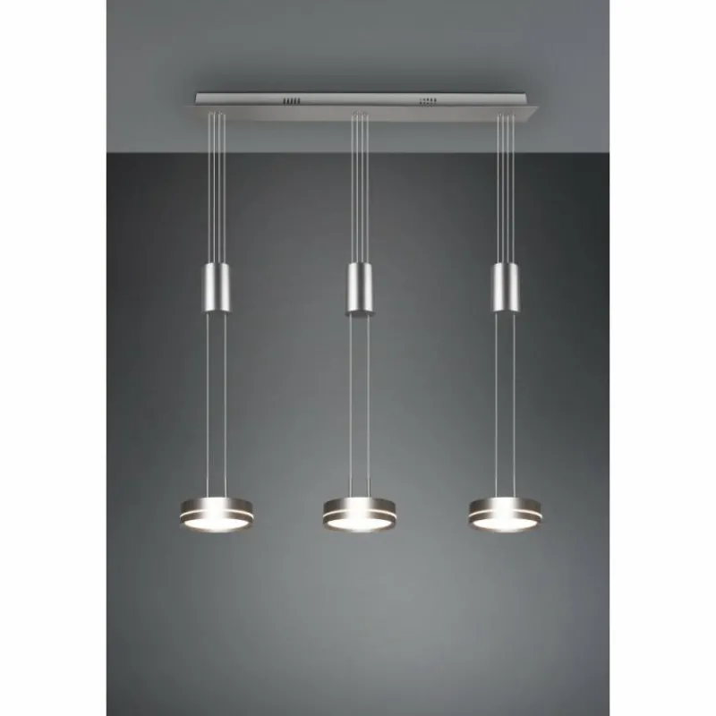 Luminaires Trio Suspension Trio-Leuchten Franklin LED Nickel mat, 3 lumières* Éclairage Led