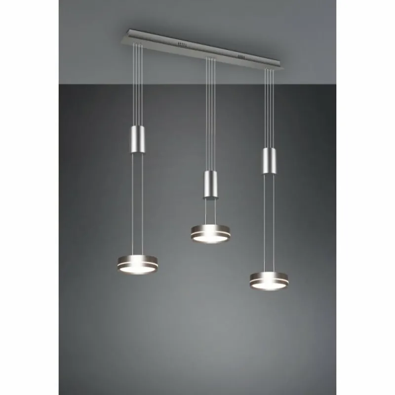 Luminaires Trio Suspension Trio-Leuchten Franklin LED Nickel mat, 3 lumières* Éclairage Led