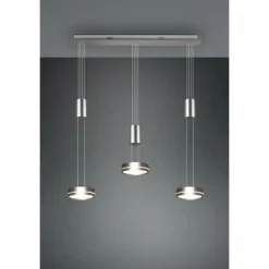 Luminaires Trio Suspension Trio-Leuchten Franklin LED Nickel mat, 3 lumières* Éclairage Led