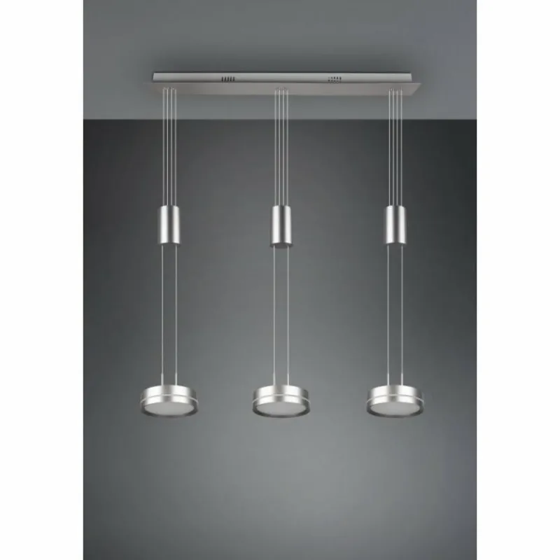 Luminaires Trio Suspension Trio-Leuchten Franklin LED Nickel mat, 3 lumières* Éclairage Led