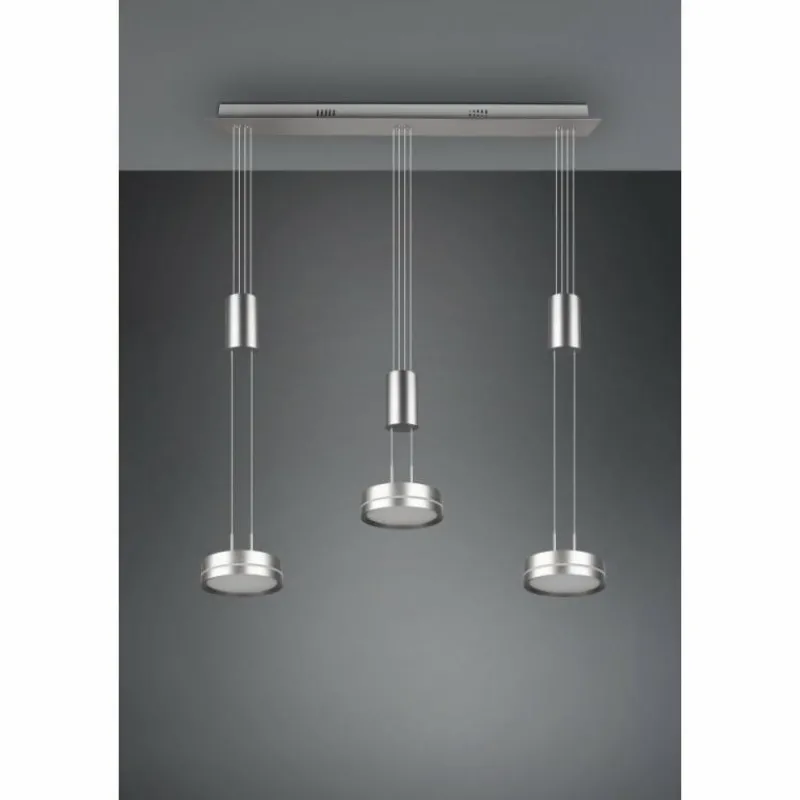Luminaires Trio Suspension Trio-Leuchten Franklin LED Nickel mat, 3 lumières* Éclairage Led