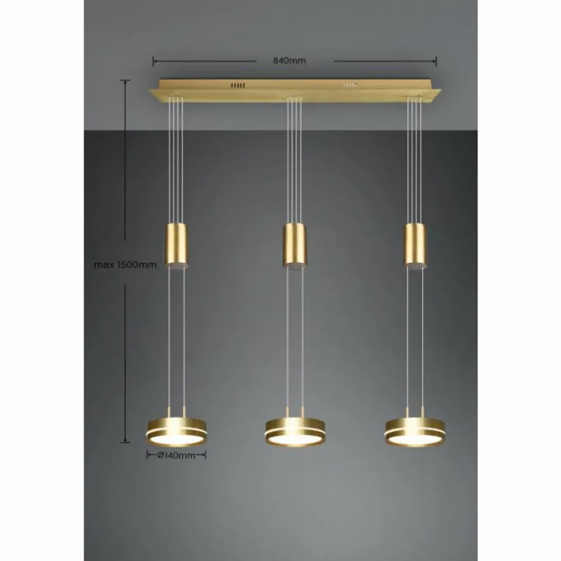 Luminaires Trio Suspension Trio-Leuchten Franklin LED Laiton, 3 lumières* Éclairage Led