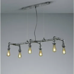 Lampes Vintages & Rétros-Luminaires Trio Suspension Trio-Leuchten Gotham Brun foncé, Argenté, 6 lumières