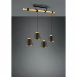 Lampes Vintages & Rétros-Luminaires Trio Suspension Trio-Leuchten Harris Noir, 4 lumières
