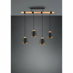 Lampes Vintages & Rétros-Luminaires Trio Suspension Trio-Leuchten Harris Noir, 4 lumières