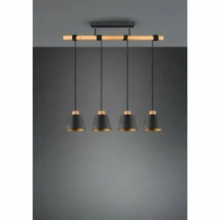 Lampes Vintages & Rétros-Luminaires Trio Suspension Trio-Leuchten Harris Noir, 4 lumières