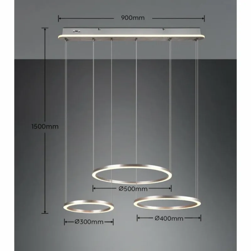 Luminaires Trio Suspension Trio-Leuchten Morrison LED Nickel mat, 1 lumière* Suspensions