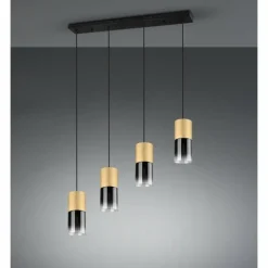 Suspension Verre Fumé-Luminaires Trio Suspension Trio-Leuchten Robin Laiton, 4 lumières