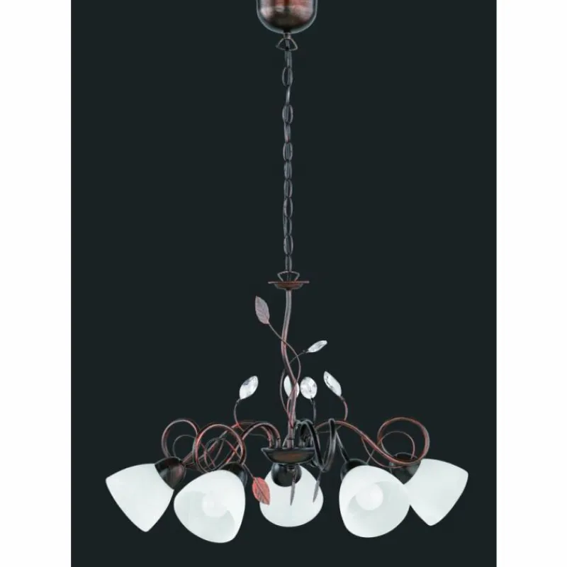 Luminaires Trio Suspension Trio-Leuchten Traditio Brun foncé, Rouille, 5 lumières