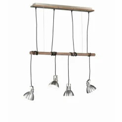 Lampes En Bois-Luminaires Trio Suspension Trio-Leuchten Timber Bois foncé, 4 lumières