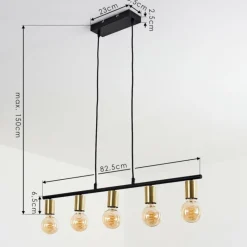 hofstein Suspension Tulla Laiton, Noir, 5 lumières