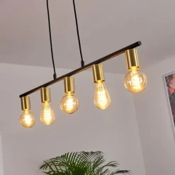 hofstein Suspension Tulla Laiton, Noir, 5 lumières