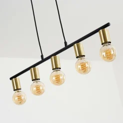 hofstein Suspension Tulla Laiton, Noir, 5 lumières