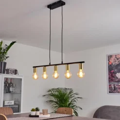 hofstein Suspension Tulla Laiton, Noir, 5 lumières