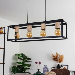 Lampes Vintages & Rétros-hofstein Suspension Turiza Bois foncé, Noir, 4 lumières