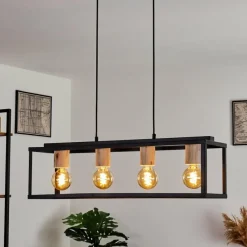 Lampes Vintages & Rétros-hofstein Suspension Turiza Bois foncé, Noir, 4 lumières