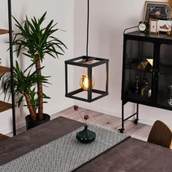 Lampes Vintages & Rétros-hofstein Suspension Turiza Bois foncé, Noir, 1 lumière