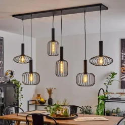 Lampes Dorées-hofstein Suspension Turkhauta Noir, 6 lumières