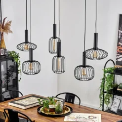 Lampes Dorées-hofstein Suspension Turkhauta Noir, 6 lumières