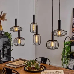 Lampes Dorées-hofstein Suspension Turkhauta Noir, 6 lumières