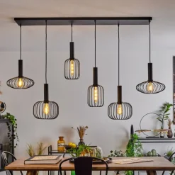 Lampes Dorées-hofstein Suspension Turkhauta Noir, 6 lumières