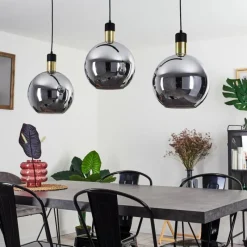 Suspension Verre Fumé-hofstein Suspension Tuvalu Laiton, Noir, 3 lumières