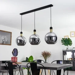 Suspension Verre Fumé-hofstein Suspension Tuvalu Laiton, Noir, 3 lumières