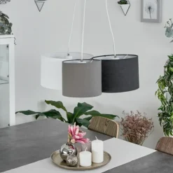 Lampes En Tissu-hofstein Suspension Tveid Blanc, 3 lumières