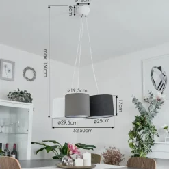 Lampes En Tissu-hofstein Suspension Tveid Blanc, 3 lumières