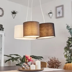 Lampes En Tissu-hofstein Suspension Tveid Blanc, 3 lumières