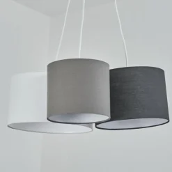 Lampes En Tissu-hofstein Suspension Tveid Blanc, 3 lumières