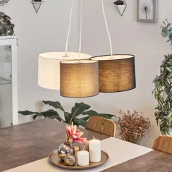 Lampes En Tissu-hofstein Suspension Tveid Blanc, 3 lumières