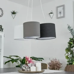 Lampes En Tissu-hofstein Suspension Tveid Blanc, 3 lumières