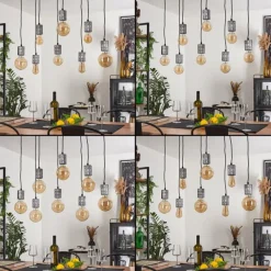 Lampes Industrielles-hofstein Suspension Tyldom Argent Oxydé, Noir, 8 lumières