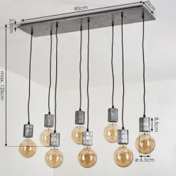 Lampes Industrielles-hofstein Suspension Tyldom Argent Oxydé, Noir, 8 lumières