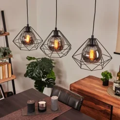 Suspension Verre Fumé-hofstein Suspension Uarau Noir, 3 lumières