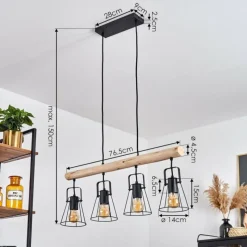 Lampes Vintages & Rétros-hofstein Suspension Uatuasa Brun, Noir, 4 lumières