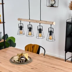 Lampes Vintages & Rétros-hofstein Suspension Uatuasa Brun, Noir, 4 lumières