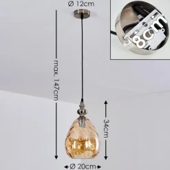 hofstein Suspension Uddebo Nickel mat, Noir, 1 lumière