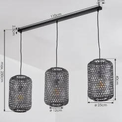 Lampes Industrielles-hofstein Suspension Uguay Noir, 3 lumières
