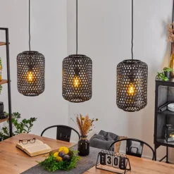 Lampes Industrielles-hofstein Suspension Uguay Noir, 3 lumières