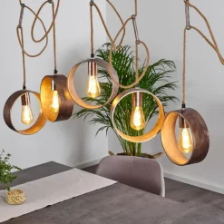 Luminaires Scandinaves-hofstein Suspension Vaiamonte Brun, Bronze, Gris, 4 lumières