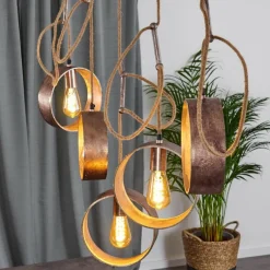 Luminaires Scandinaves-hofstein Suspension Vaiamonte Brun, Bronze, Gris, 4 lumières